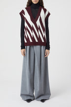 V Neck Vest - Dark Raisin Red - Femme