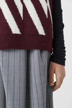 V Neck Vest - Dark Raisin Red - Femme