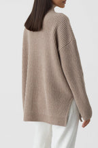 Turtle Neck With Slits - Brown Marble - Femme