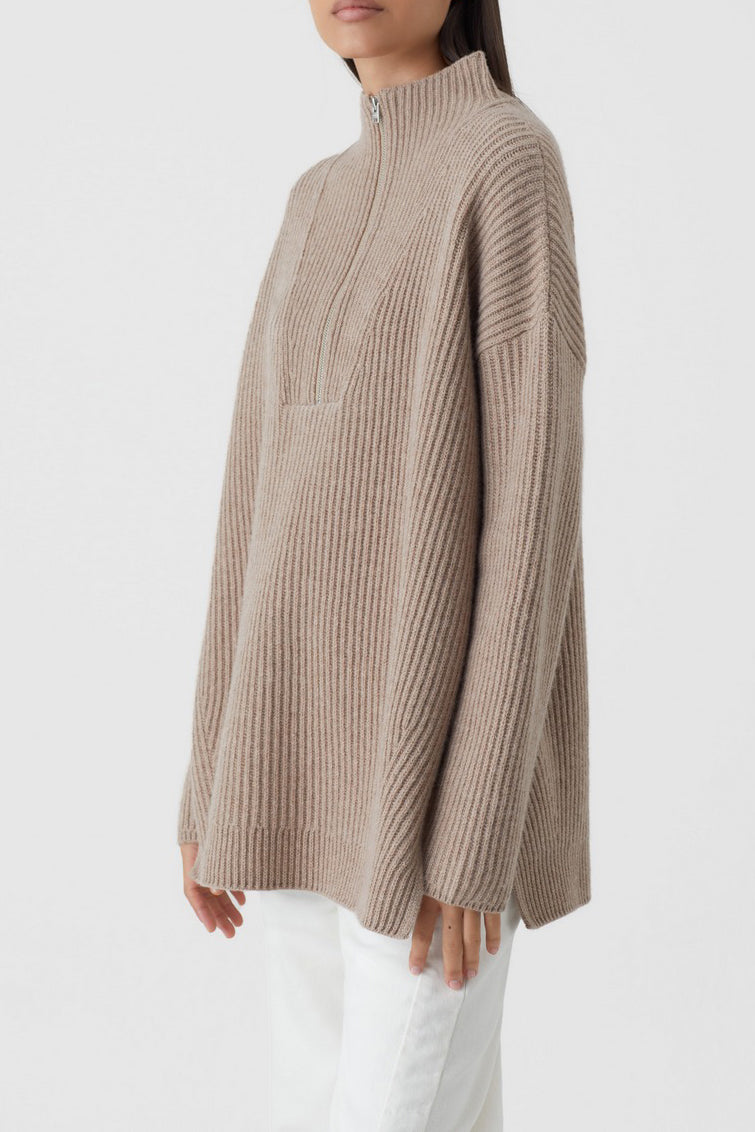 Turtle Neck With Slits - Brown Marble - Femme