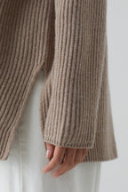 Turtle Neck With Slits - Brown Marble - Femme