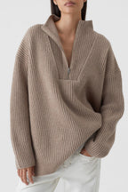 Turtle Neck With Slits - Brown Marble - Femme
