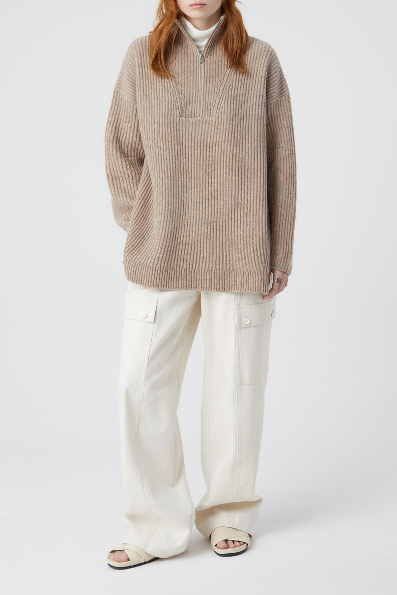 Turtle Neck With Slits - Brown Marble - Femme