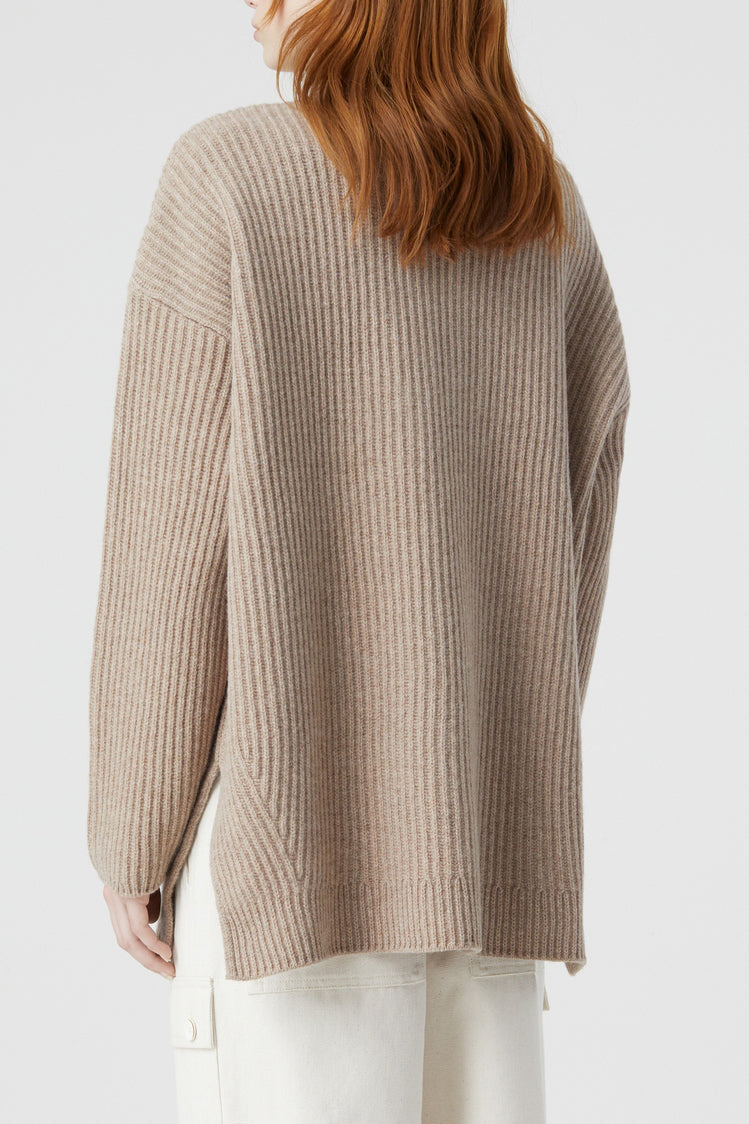 Turtle Neck With Slits - Brown Marble - Femme