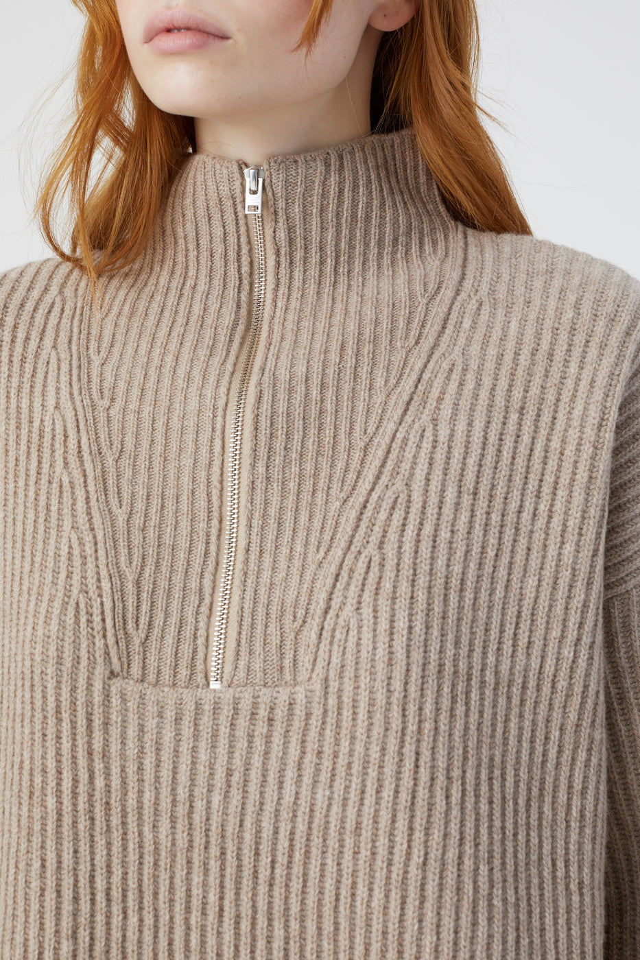 Turtle Neck With Slits - Brown Marble - Femme