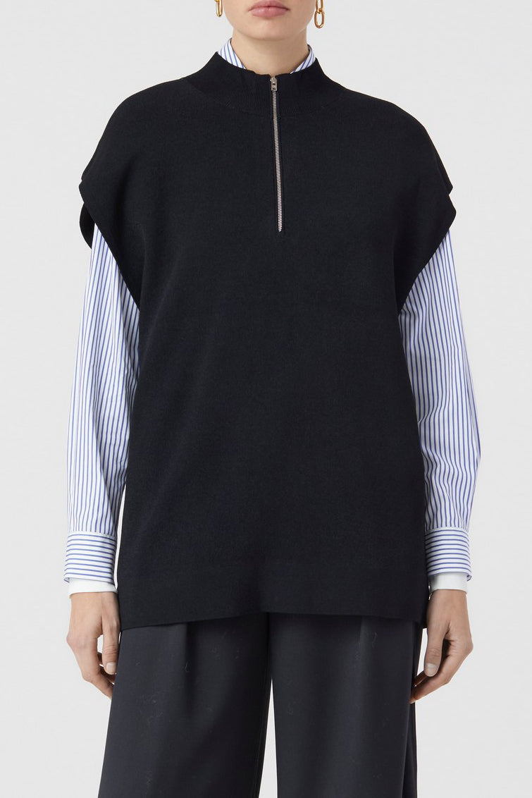 Sleeveless Halfzip - Black - Femme