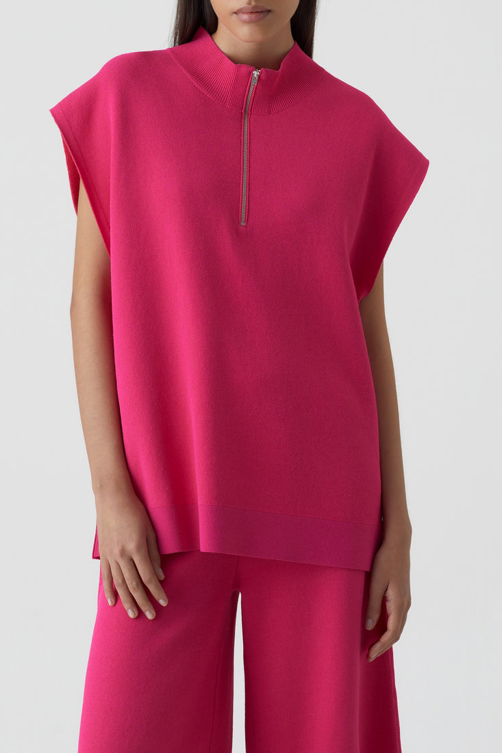 Sleeveless Halfzip - Rasperry Pink - Femme