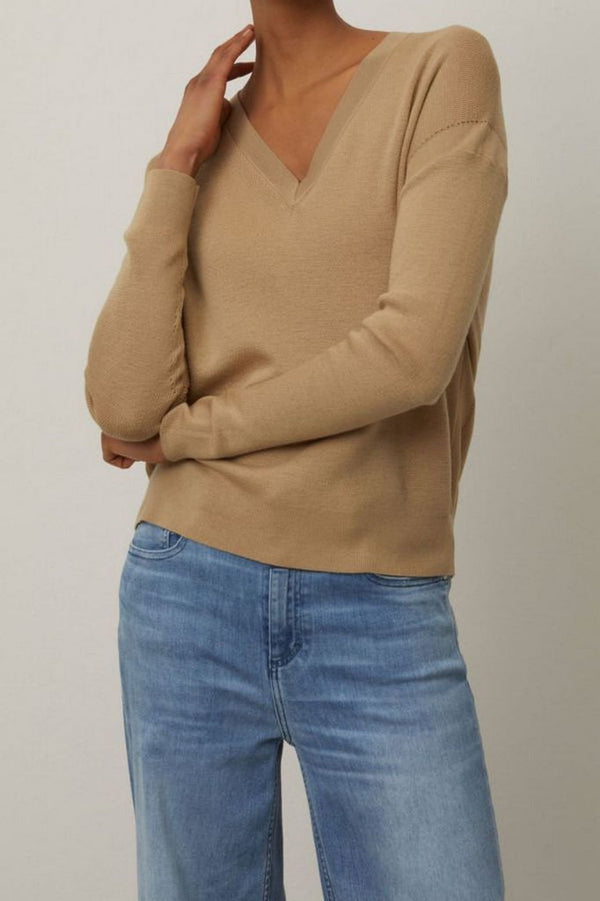 Closed - Pull V Long Sleeve - Raffia - Femme