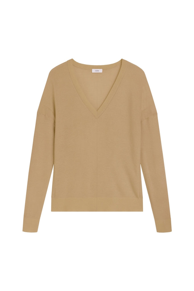 Closed - Pull V Long Sleeve - Raffia - Femme