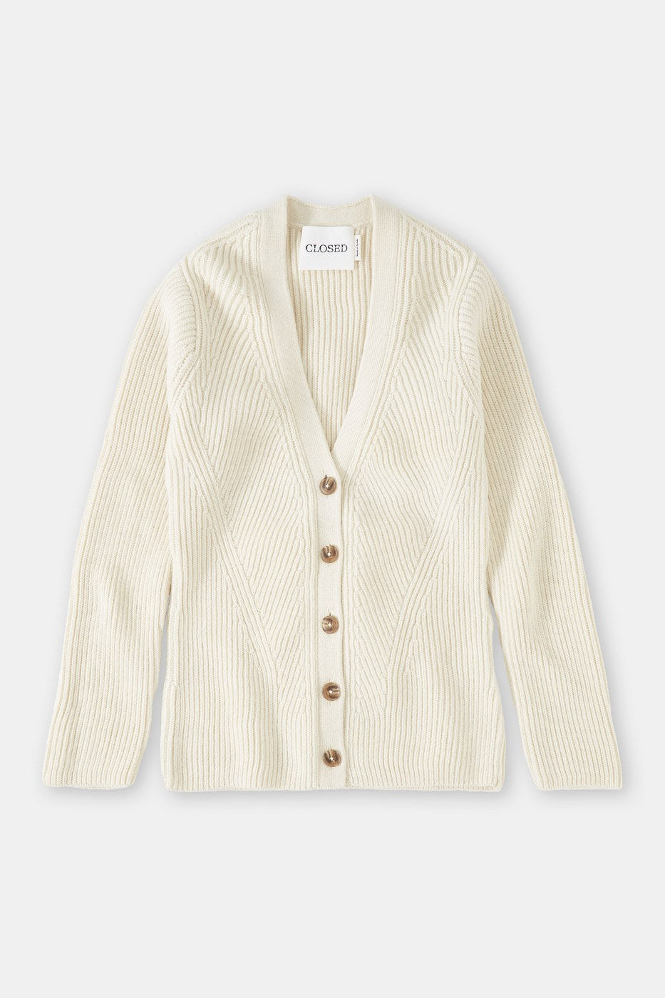 V Cardigan Long Sleeve - Ivory - Femme