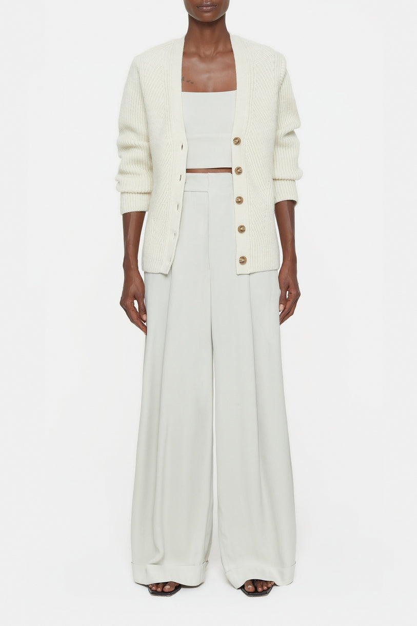 V Cardigan Long Sleeve - Ivory - Femme