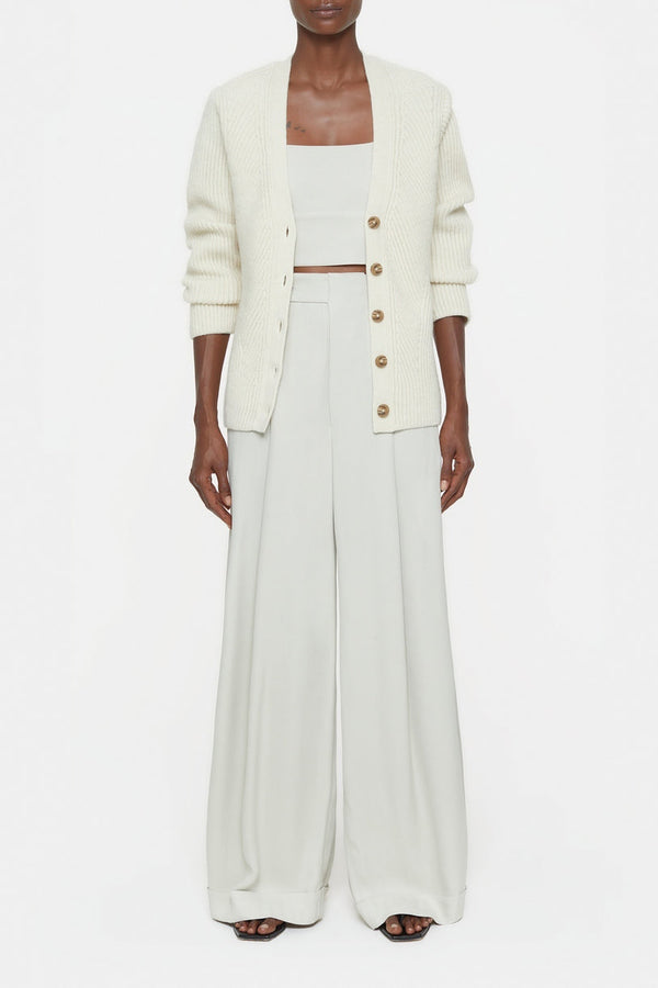 V Cardigan Long Sleeve - Ivory - Femme