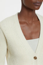 V Cardigan Long Sleeve - Ivory - Femme