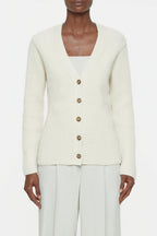 V Cardigan Long Sleeve - Ivory - Femme