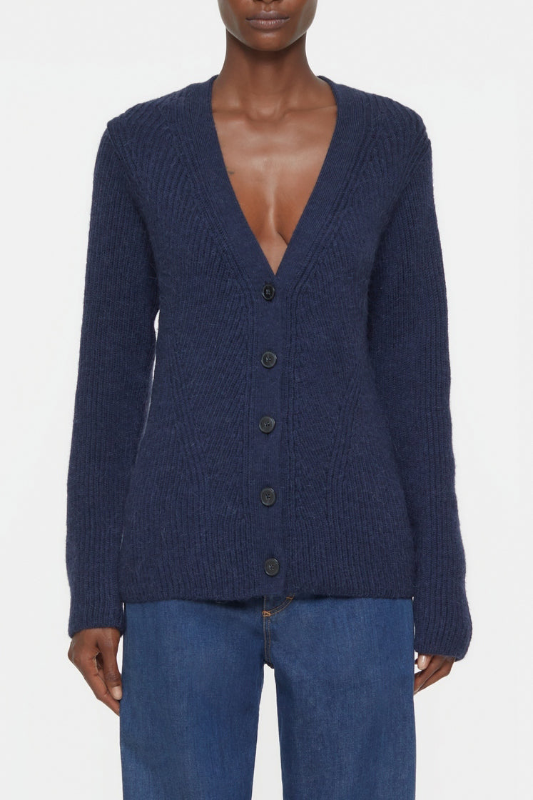 V Cardigan Long Sleeve - Space Blue - Femme