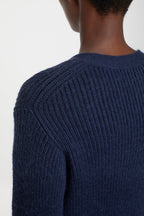 V Cardigan Long Sleeve - Space Blue - Femme