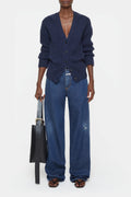 V Cardigan Long Sleeve - Space Blue - Femme