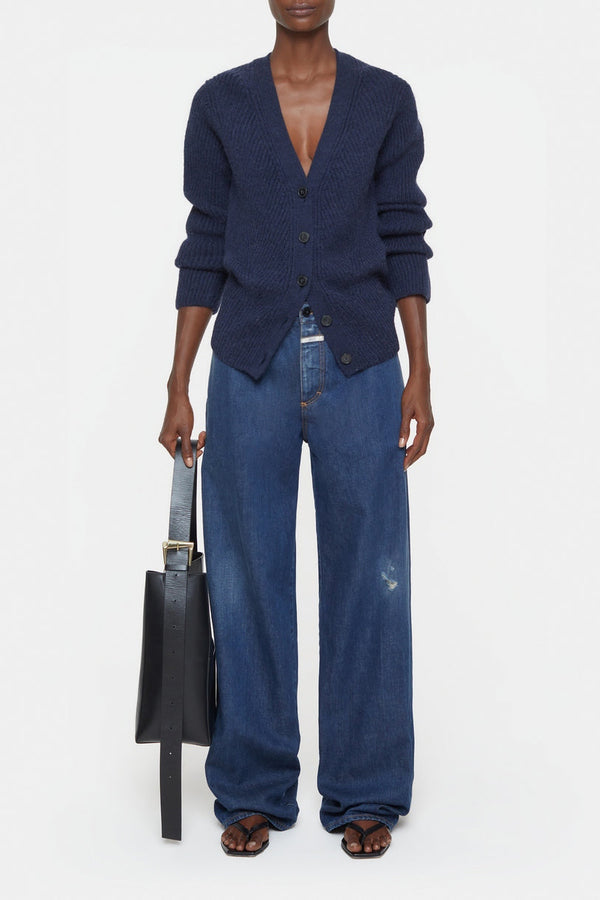 V Cardigan Long Sleeve - Space Blue - Femme