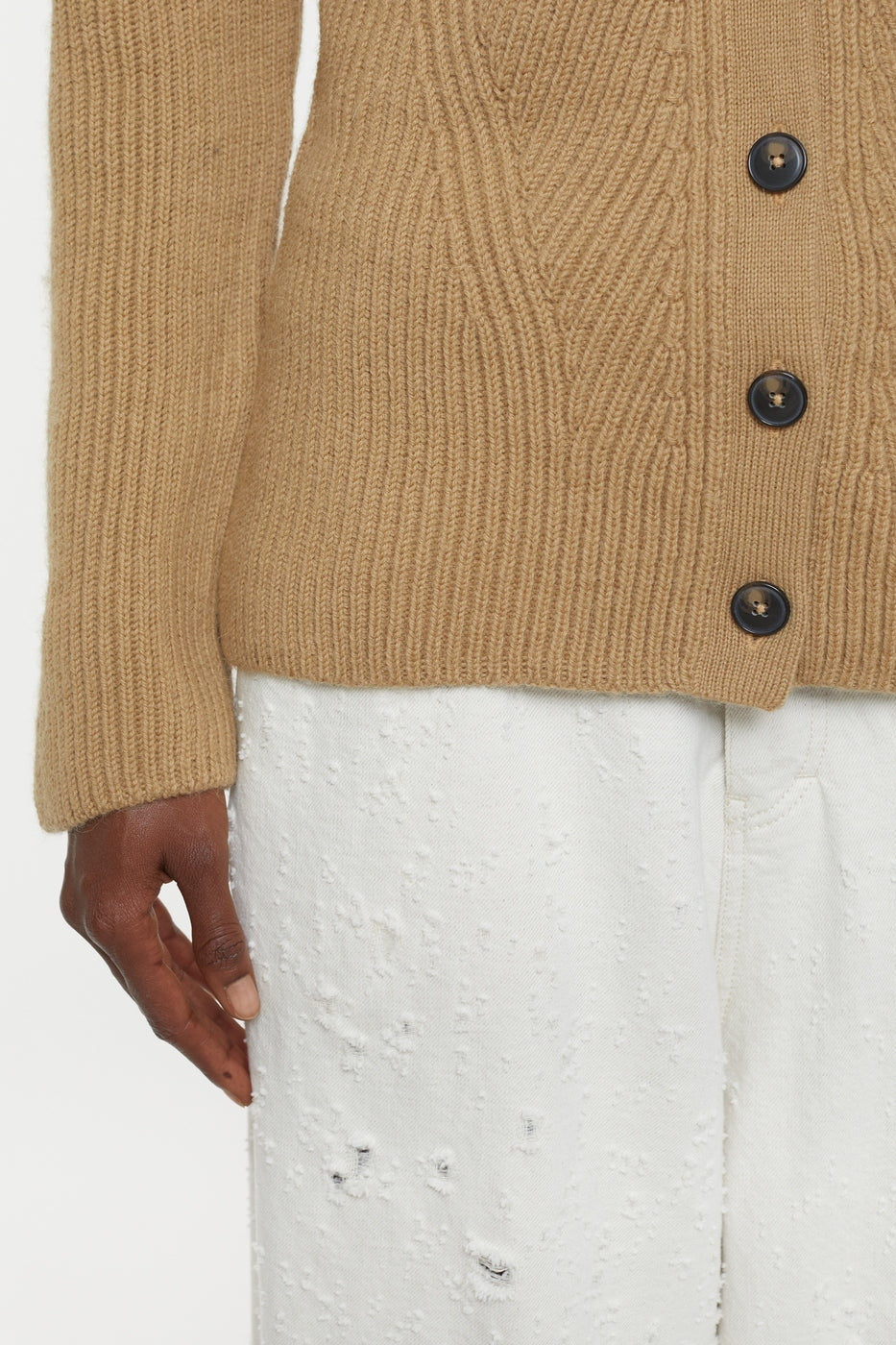 V Cardigan Long Sleeve - Dried Tabaco - Femme