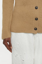V Cardigan Long Sleeve - Dried Tabaco - Femme