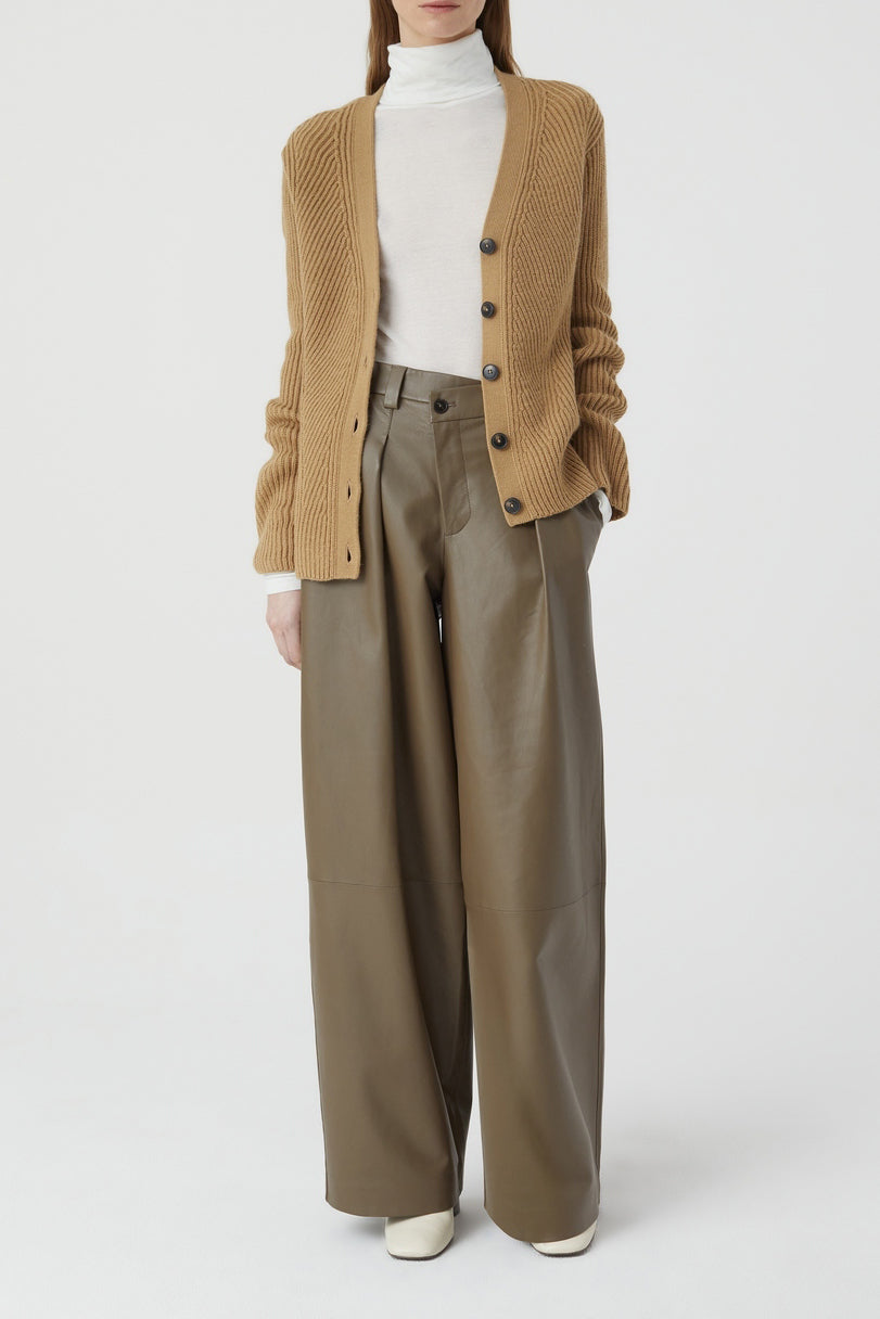 V Cardigan Long Sleeve - Dried Tabaco - Femme