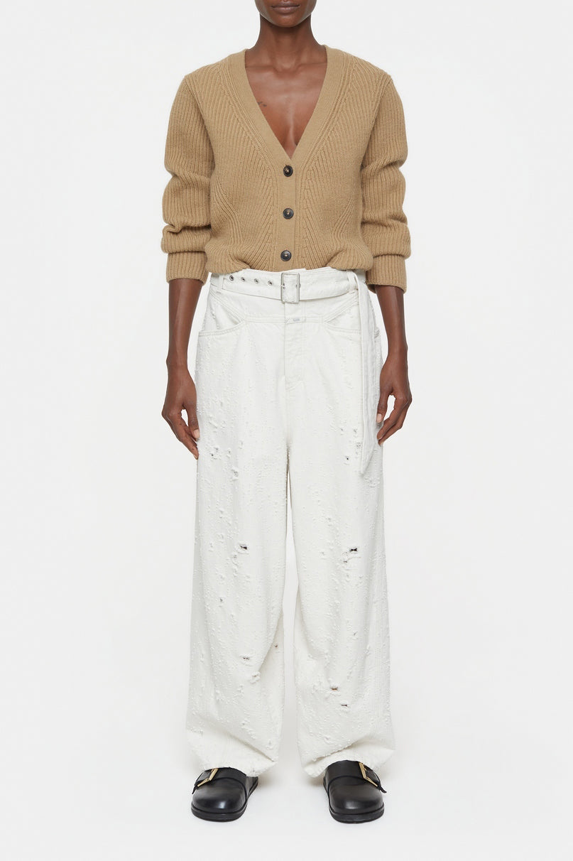 V Cardigan Long Sleeve - Dried Tabaco - Femme
