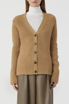 V Cardigan Long Sleeve - Dried Tabaco - Femme
