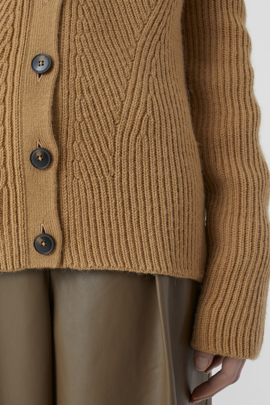 V Cardigan Long Sleeve - Dried Tabaco - Femme