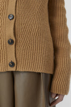 V Cardigan Long Sleeve - Dried Tabaco - Femme