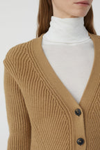 V Cardigan Long Sleeve - Dried Tabaco - Femme