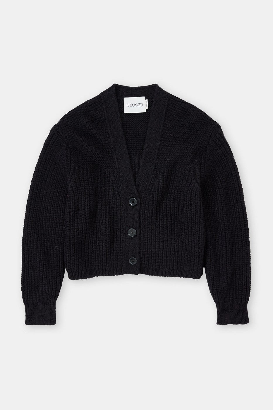 V Cardigan Long Sleeve - Black - Femme