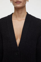V Cardigan Long Sleeve - Black - Femme