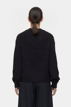 V Cardigan Long Sleeve - Black - Femme