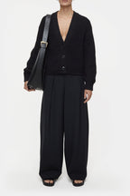 V Cardigan Long Sleeve - Black - Femme