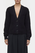 V Cardigan Long Sleeve - Black - Femme