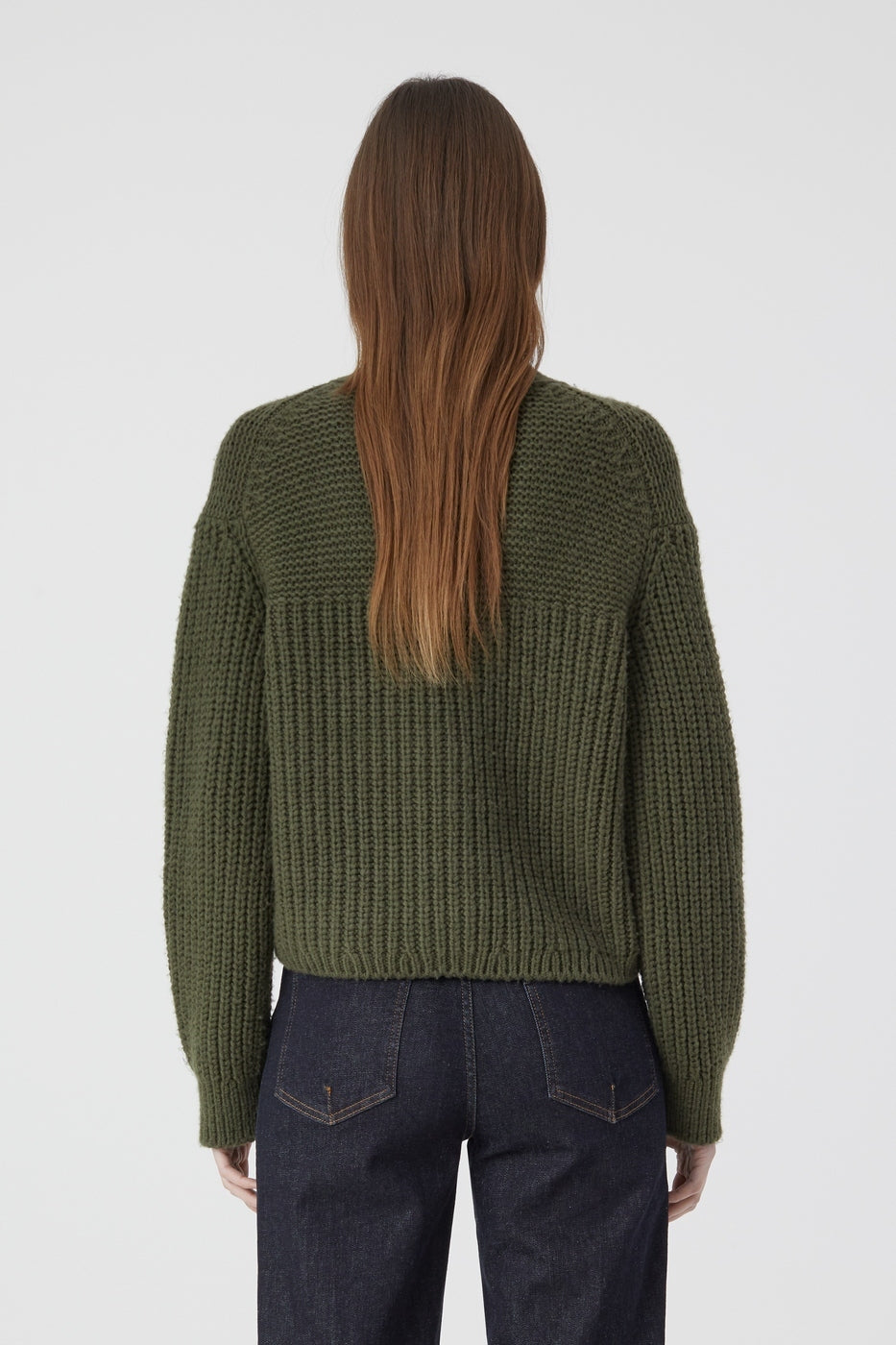 V Cardigan Long Sleeve - Industrial Green - Femme