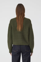 V Cardigan Long Sleeve - Industrial Green - Femme