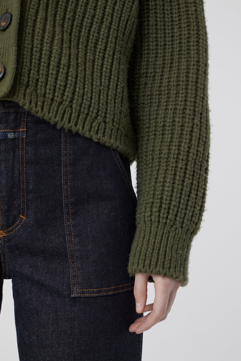 V Cardigan Long Sleeve - Industrial Green - Femme