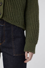 V Cardigan Long Sleeve - Industrial Green - Femme