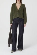 V Cardigan Long Sleeve - Industrial Green - Femme