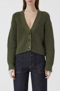 V Cardigan Long Sleeve - Industrial Green - Femme