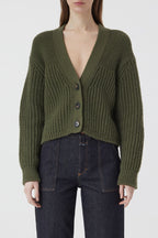 V Cardigan Long Sleeve - Industrial Green - Femme