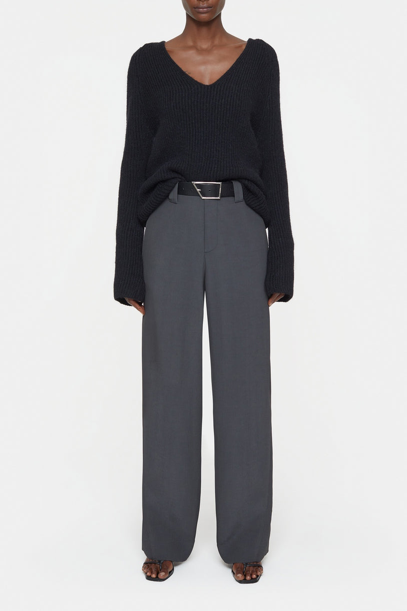 V Neck Long Sleeve - Black - Femme