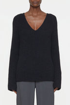 V Neck Long Sleeve - Black - Femme