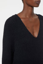 V Neck Long Sleeve - Black - Femme