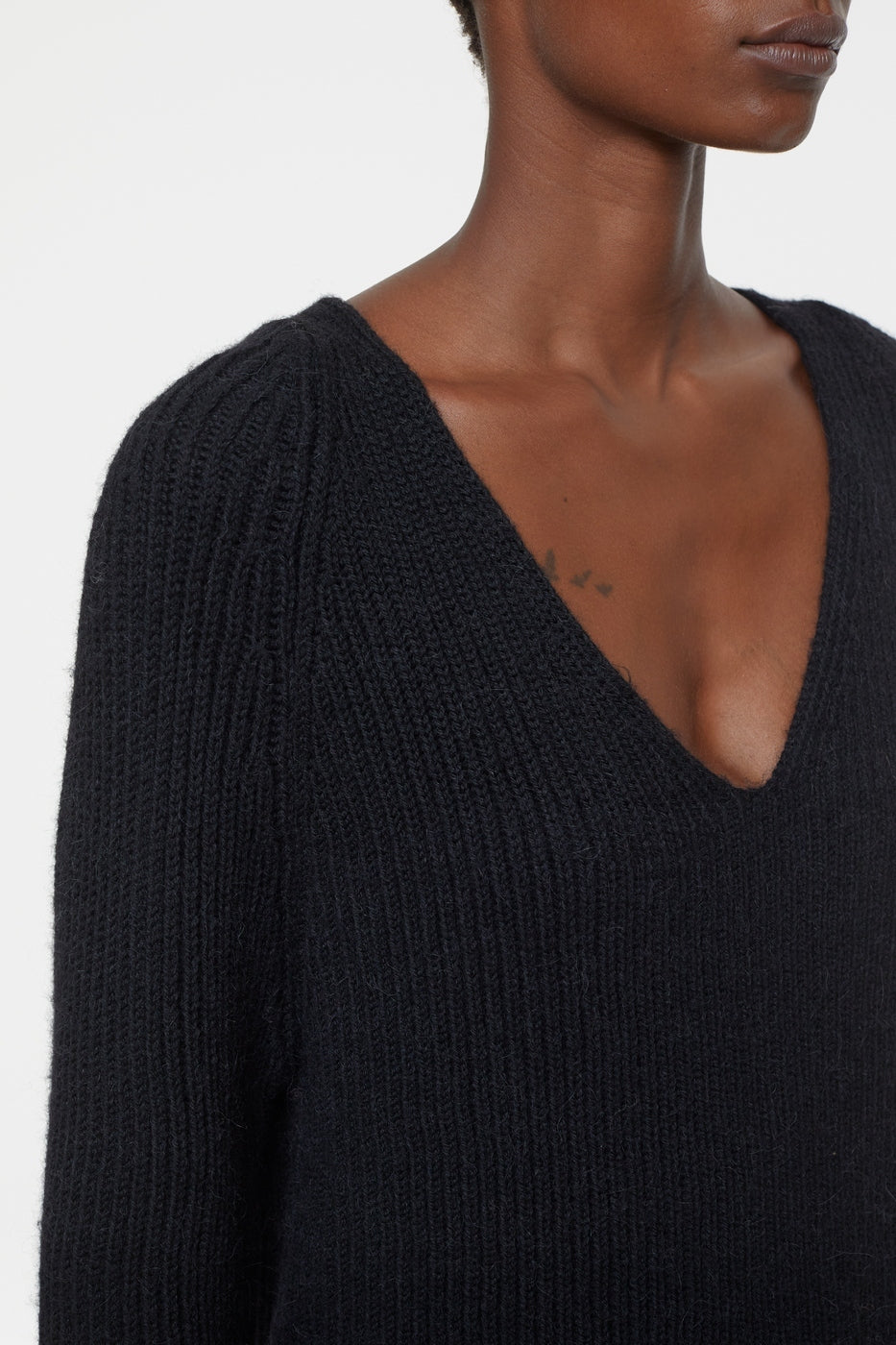 V Neck Long Sleeve - Black - Femme