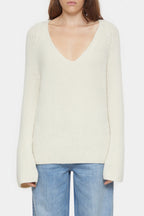 V Neck Long Sleeve - Ivory - Femme