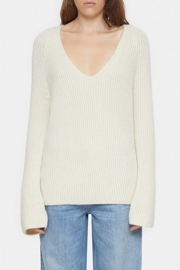 V Neck Long Sleeve - Ivory - Femme