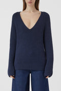 V Neck Long Sleeve - Space Blue - Femme