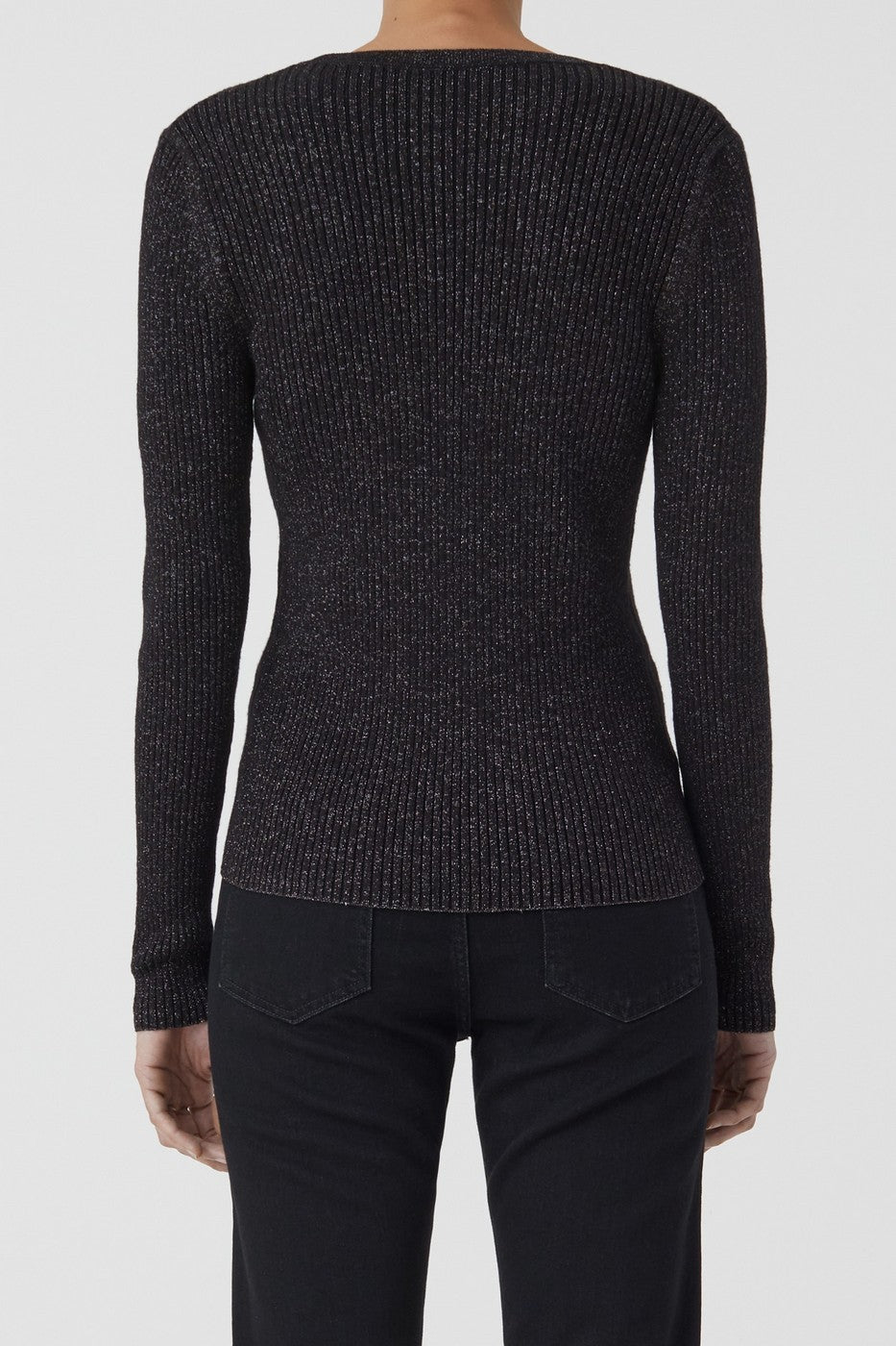 V Cardigan Long Sleeve - Black - Femme